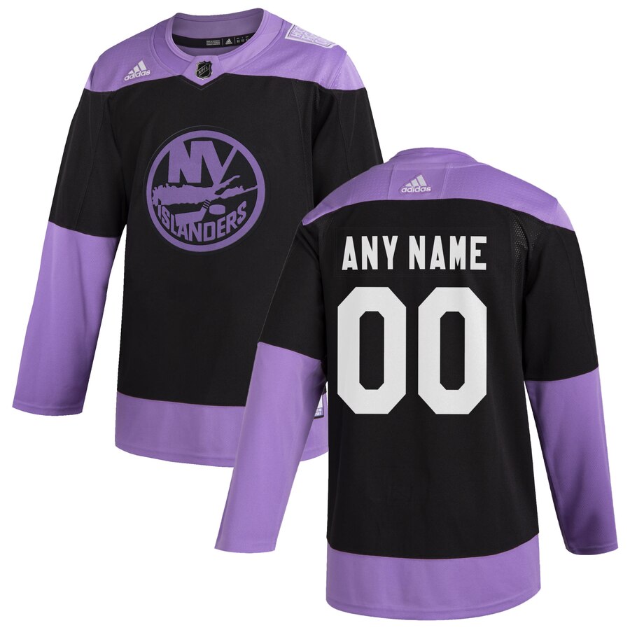 Men New York Islanders adidas Black Hockey Fights Cancer Custom Practice NHL Jersey